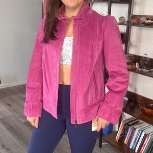 Alfani Women's Vibrant Pink Leather Jacket